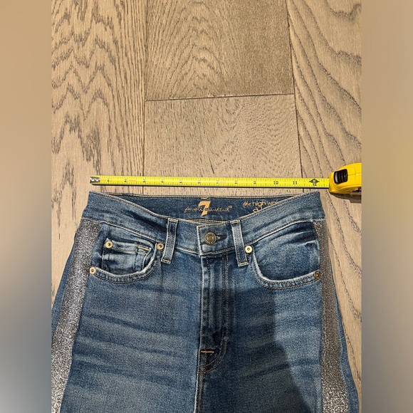 7 FOR ALL MANKIND High Waist Ankle Skinny | Shimmer Stripe | Size 24 - Picture 9 of 14